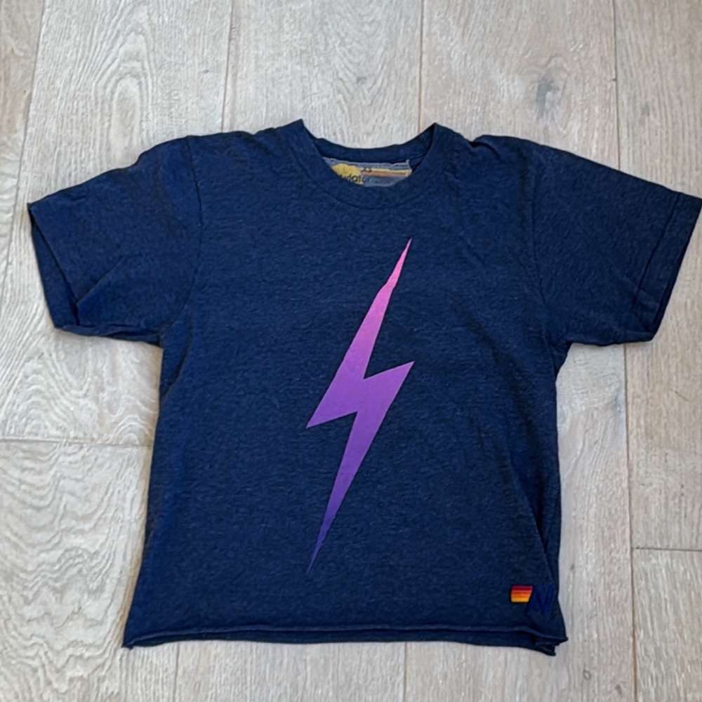 Aviator Nation Navy Blue Lightning Bolt T-Shirt. XS